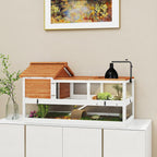 Tortoise house, 2-level enclosure, lamp holder, small animal cage, orange — view 3