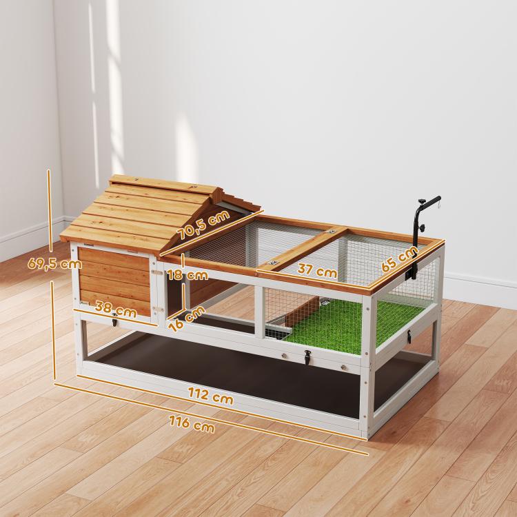 Tortoise house, 2-level enclosure, lamp holder, small animal cage, orange — view 5