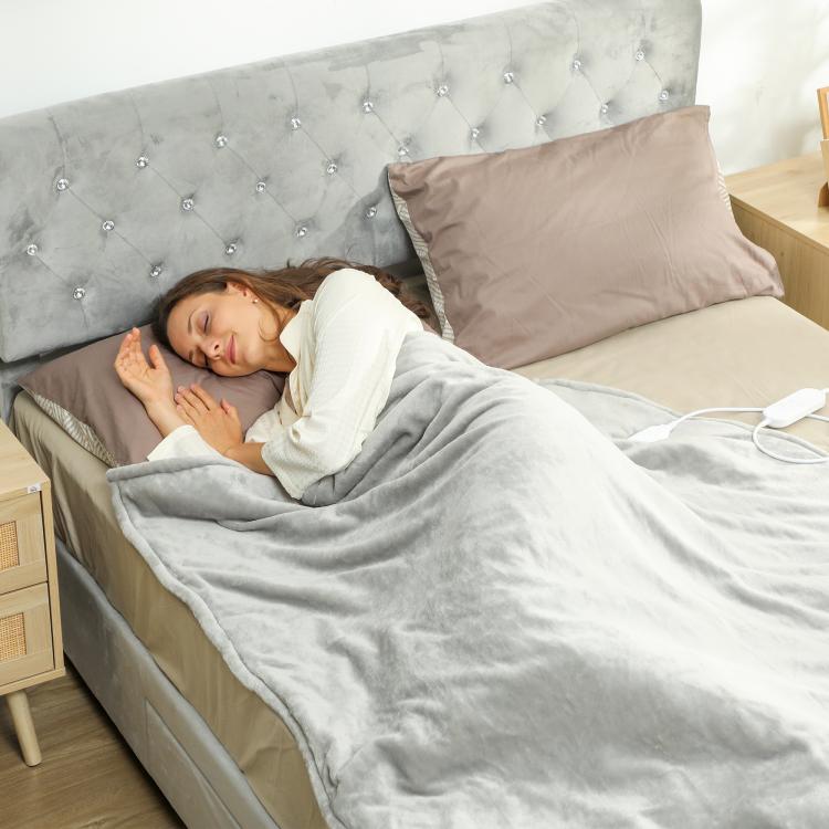 Electric Blanket 180x130 cm, 9 Temperature Levels, Timer, Machine Washable, LED Display, Grey — view 10