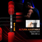 Height-Adjustable Freestanding Punching Bag with 360° Rotating Bar, 2 Balls, and Fillable Base (88x50x160-230 cm) – Red