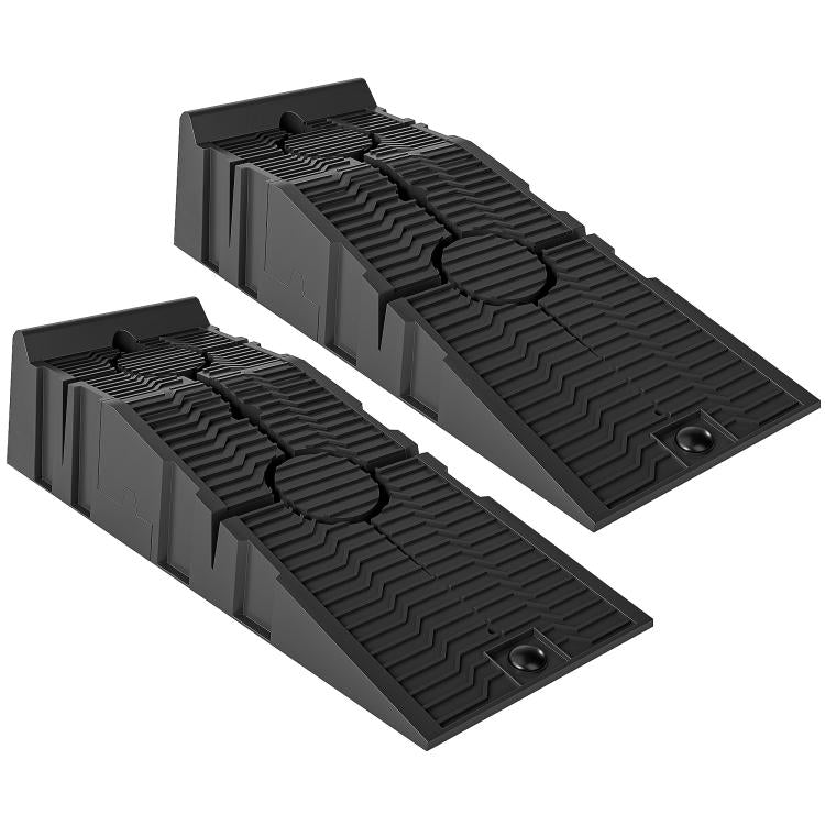Set of 2 Portable Plastic Ramps, 3 Ton Load Capacity, for Standard Cars and Small Vans, 91x30x21 cm, Black