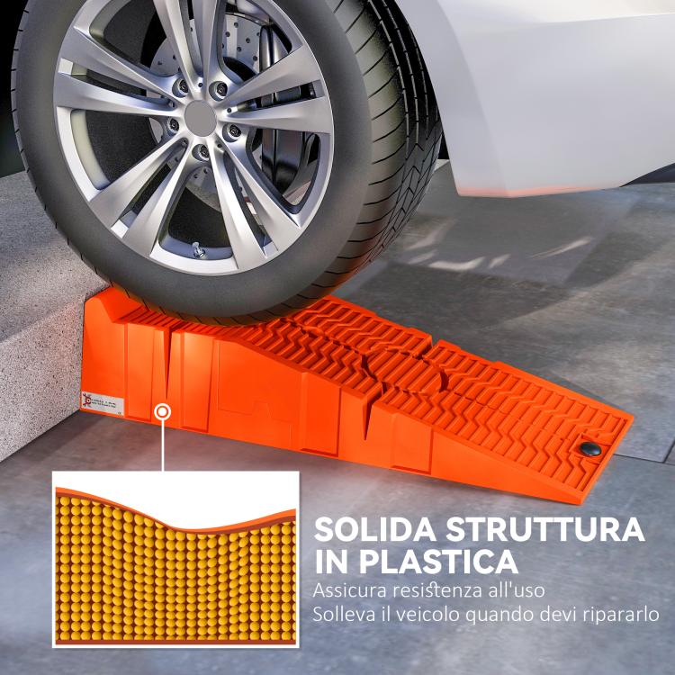 Set of 2 Plastic Car Ramps, 5-Ton Max Load, 91x30x21 cm, Orange
