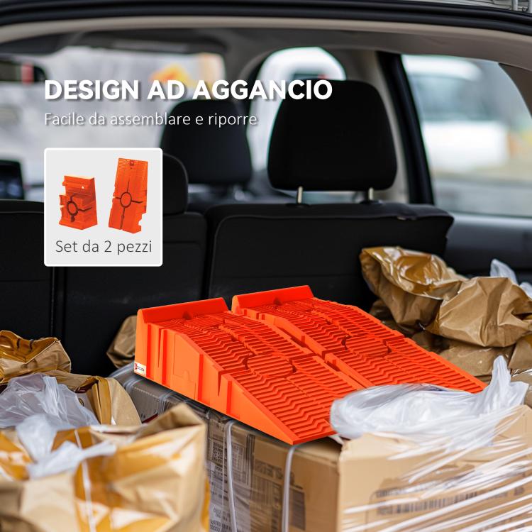 Set of 2 Plastic Car Ramps, 5-Ton Max Load, 91x30x21 cm, Orange