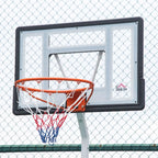 Adult Basketball Hoop with Adjustable PVC Backboard (210–260 cm), Integrated Wheels – White