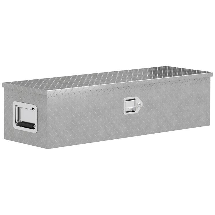 Aluminum trailer toolbox/storage box with wide, non-slip handles – 99 x 33 x 25.5 cm – Silver