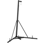 Height-adjustable, foldable, freestanding punching bag stand with weighted base, max load 60 kg, black steel