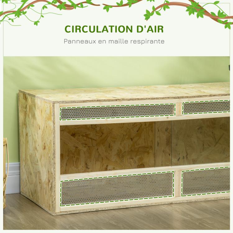 OSB wood reptile terrarium with sliding glass door - 120 x 50 x 50 cm, natural finish — view 9