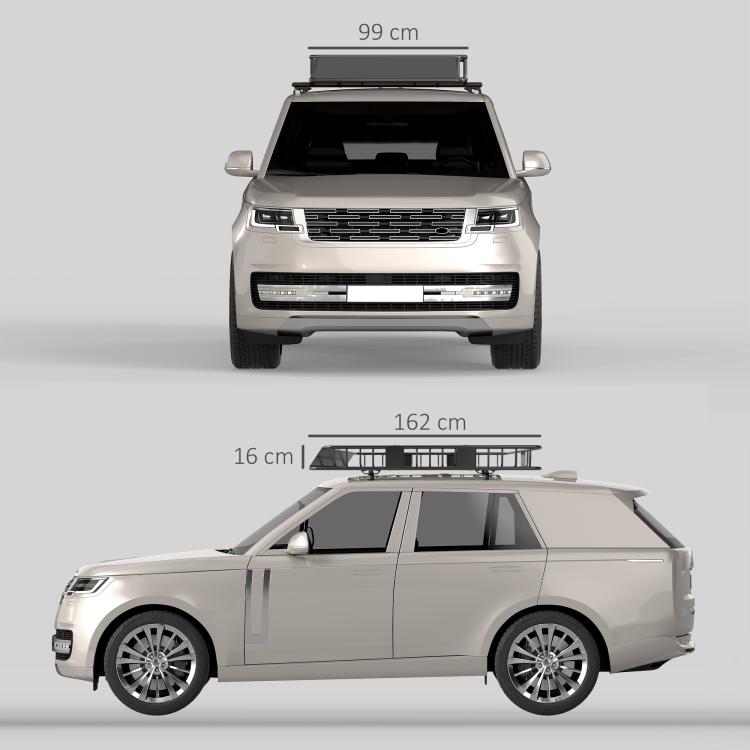 Adjustable metal car roof rack (length: 109–162 cm), max. load 100 kg