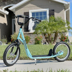 Children scooter with brake, height adjustable, lightweight, light blue — view 4