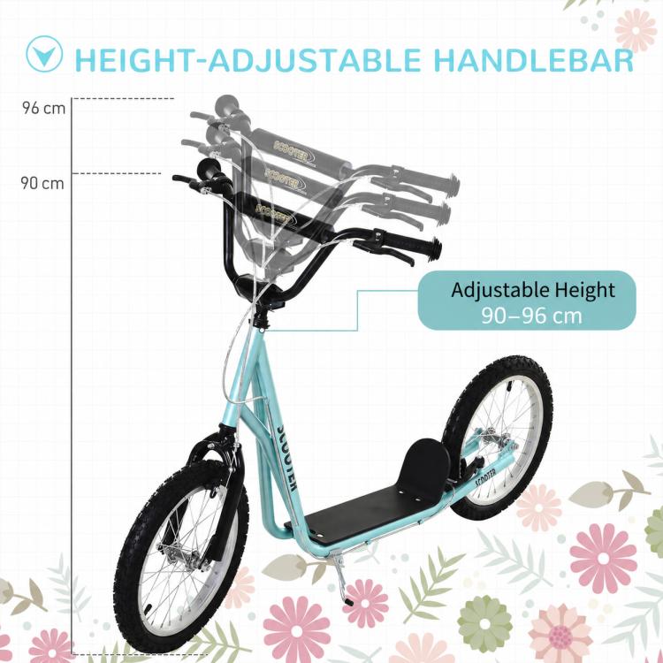 Children scooter with brake, height adjustable, lightweight, light blue — view 6