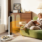 2000W ABS Fan Heater with Remote Control, Oscillation and Timer, 30x22x82.5 cm, White — view 3