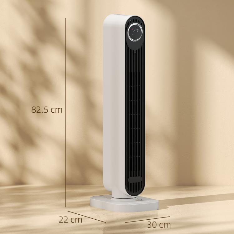 2000W ABS Fan Heater with Remote Control, Oscillation and Timer, 30x22x82.5 cm, White — view 5