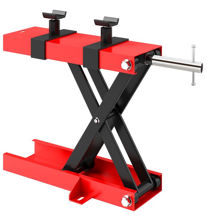 Steel Motorcycle Lift Stand, 500kg Capacity – Foldable, Height-Adjustable, with Crank Handle (Red)