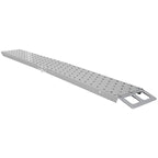 Foldable, Non-Slip Motorcycle Loading Ramp with Safety Strap, Steel, Silver