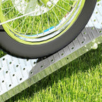 Foldable, Non-Slip Motorcycle Loading Ramp with Safety Strap, Steel, Silver