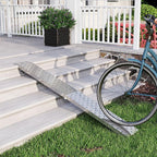 Foldable, Non-Slip Motorcycle Loading Ramp with Safety Strap, Steel, Silver