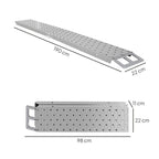 Foldable, Non-Slip Motorcycle Loading Ramp with Safety Strap, Steel, Silver
