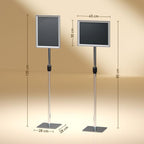 A3 Poster Display Stand, Adjustable Height and Angle, 360 Degree Rotating Frame, Aluminum and Stainless Steel (Silver) — view 5