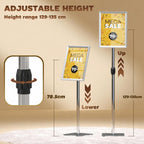 A3 Poster Display Stand, Adjustable Height and Angle, 360 Degree Rotating Frame, Aluminum and Stainless Steel (Silver) — view 6