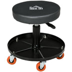 Workshop Stool with Wheels and Tool Tray, Height-Adjustable and Swivel, ?40x25-48cm, Black