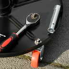Workshop Stool with Wheels and Tool Tray, Height-Adjustable and Swivel, ?40x25-48cm, Black