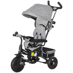 Children's Tricycle with 6-in-1 Handle, Adjustable Canopy and Safety Belt, Ages 1-5 Years, Grey — view 2
