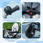 Children's Tricycle with 6-in-1 Handle, Adjustable Canopy and Safety Belt, Ages 1-5 Years, Grey — view 9