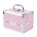 Makeup Case with Aluminum Trim, Handle, and Cantilever Tray, 20x15x15cm, Pink — view 2