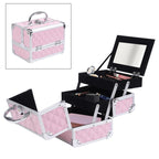 Makeup Case with Aluminum Trim, Handle, and Cantilever Tray, 20x15x15cm, Pink — view 10