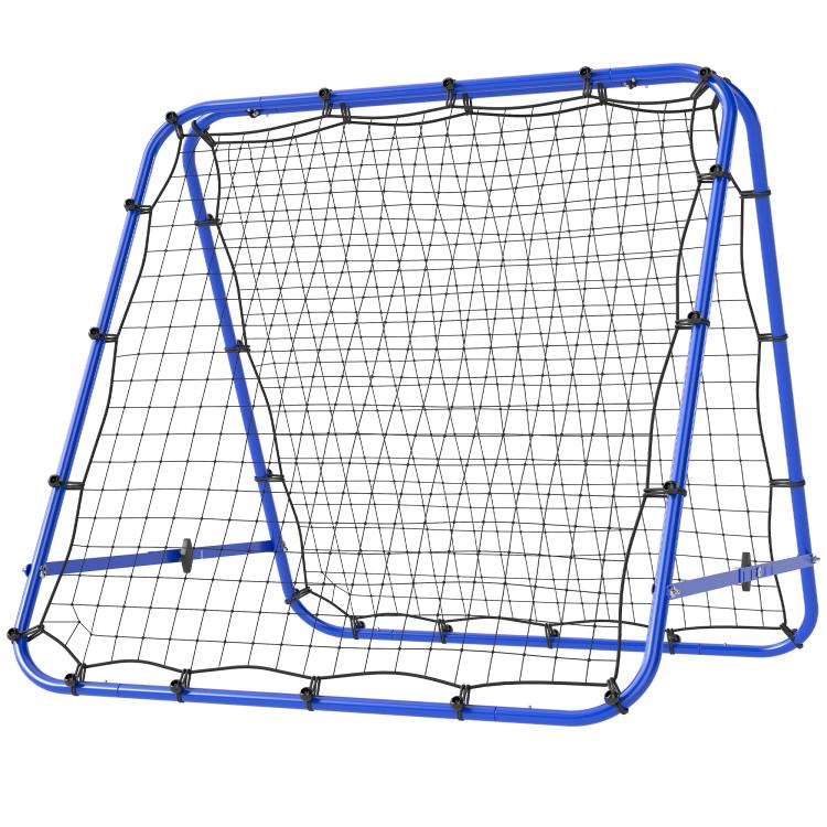 Foldable Rebounder Soccer Net with Adjustable Angle and Pegs, 100x95x90 cm, Blue