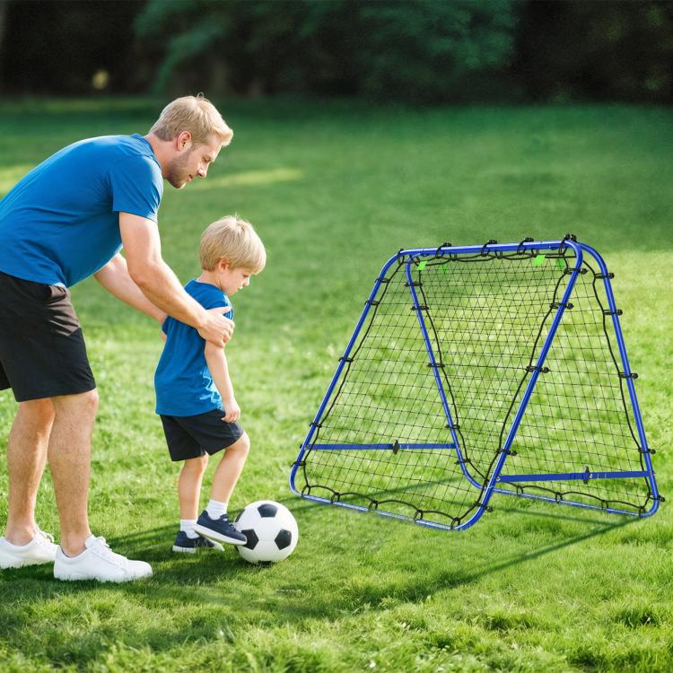 Foldable Rebounder Soccer Net with Adjustable Angle and Pegs, 100x95x90 cm, Blue