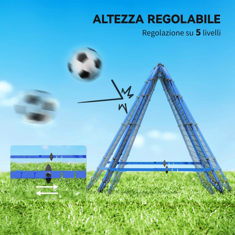 Foldable Rebounder Soccer Net with Adjustable Angle and Pegs, 100x95x90 cm, Blue