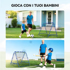 Foldable Rebounder Soccer Net with Adjustable Angle and Pegs, 100x95x90 cm, Blue