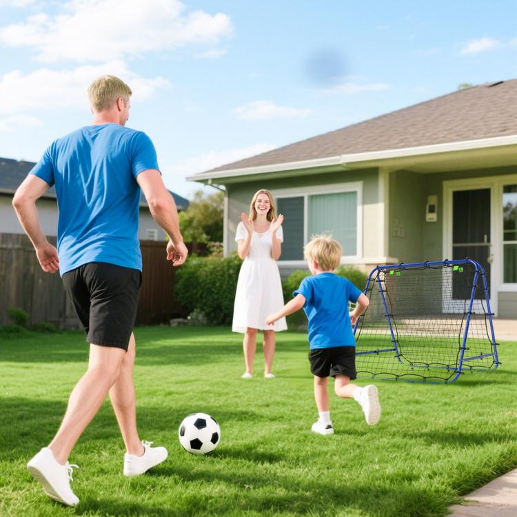 Foldable Rebounder Soccer Net with Adjustable Angle and Pegs, 100x95x90 cm, Blue