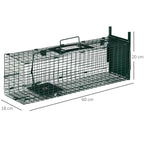 Rat, Mice, and Nutria Trap Cage with Single Door, 60x18x20cm, Green — view 5