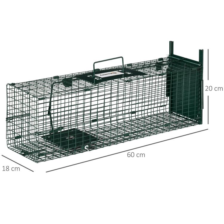 Rat, Mice, and Nutria Trap Cage with Single Door, 60x18x20cm, Green — view 5