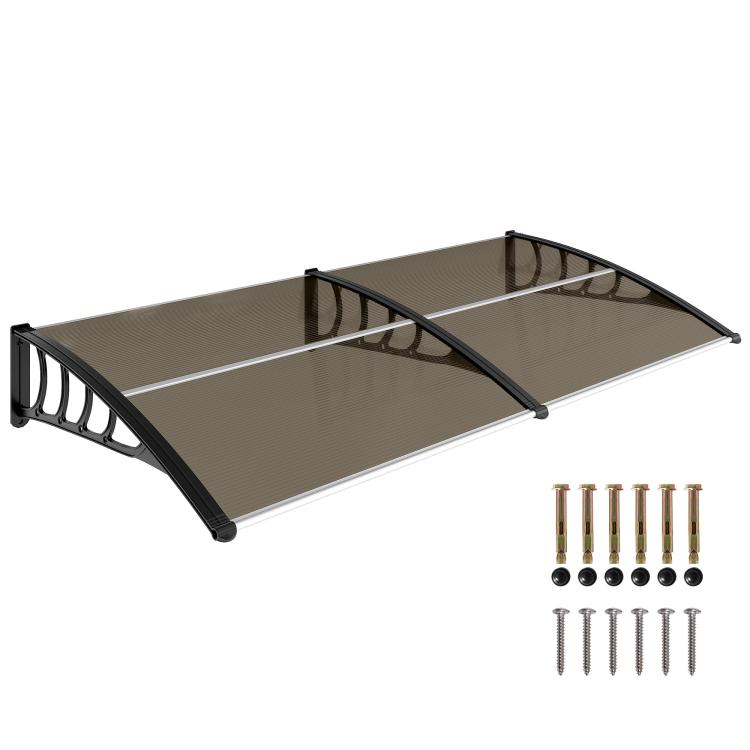 Outdoor Canopy for Windows and Doors, in Polycarbonate and Aluminum, 200x96x27cm, Brown