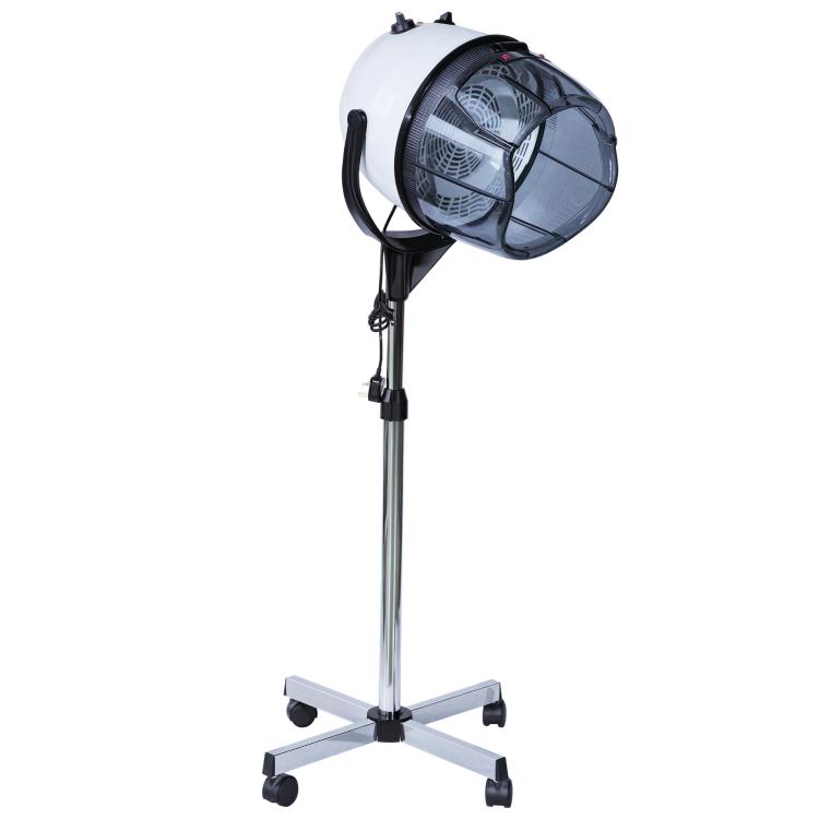 1180W Adjustable Height Hair Dryer Hood, Hair Dryer with 60-Minute Timer and Swivel Wheels, Made of PP, PC and Steel, 65x65x115-165 cm, White
