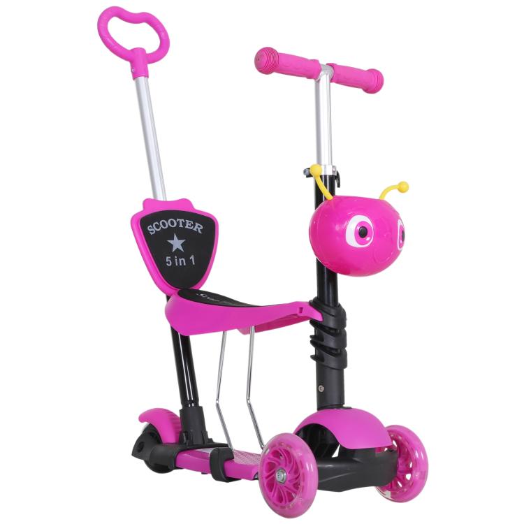 3-Wheel Scooter for Kids with Seat and Height-Adjustable Handlebar