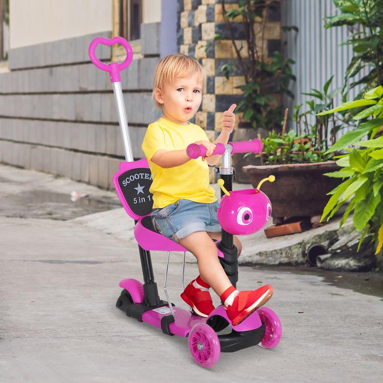 3-Wheel Scooter for Kids with Seat and Height-Adjustable Handlebar