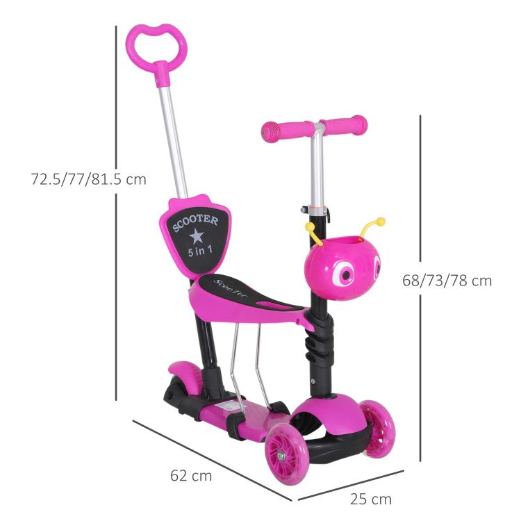 3-Wheel Scooter for Kids with Seat and Height-Adjustable Handlebar