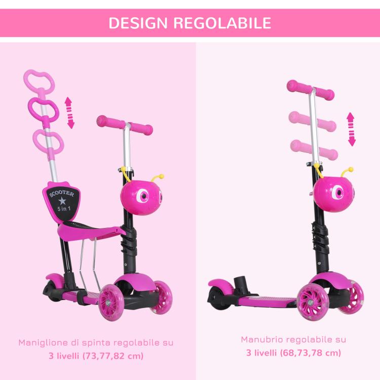 3-Wheel Scooter for Kids with Seat and Height-Adjustable Handlebar