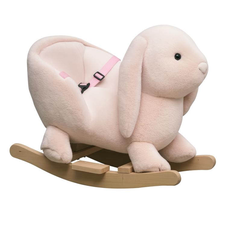 Rabbit Rocking Horse with Sounds, Interactive Baby Rocking Horse for 18-36 Months, Pink, 60x33x50cm