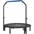 Folding Trampoline with Adjustable Handle, Steel Frame for Leg and Body Training, Blue and Black