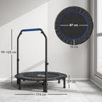 Folding Trampoline with Adjustable Handle, Steel Frame for Leg and Body Training, Blue and Black