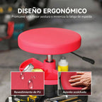 Swivel Workshop Stool with Wheels, Adjustable Height (40–51 cm) and 2 Trays, 135 kg Load Capacity – Red (for Garage)