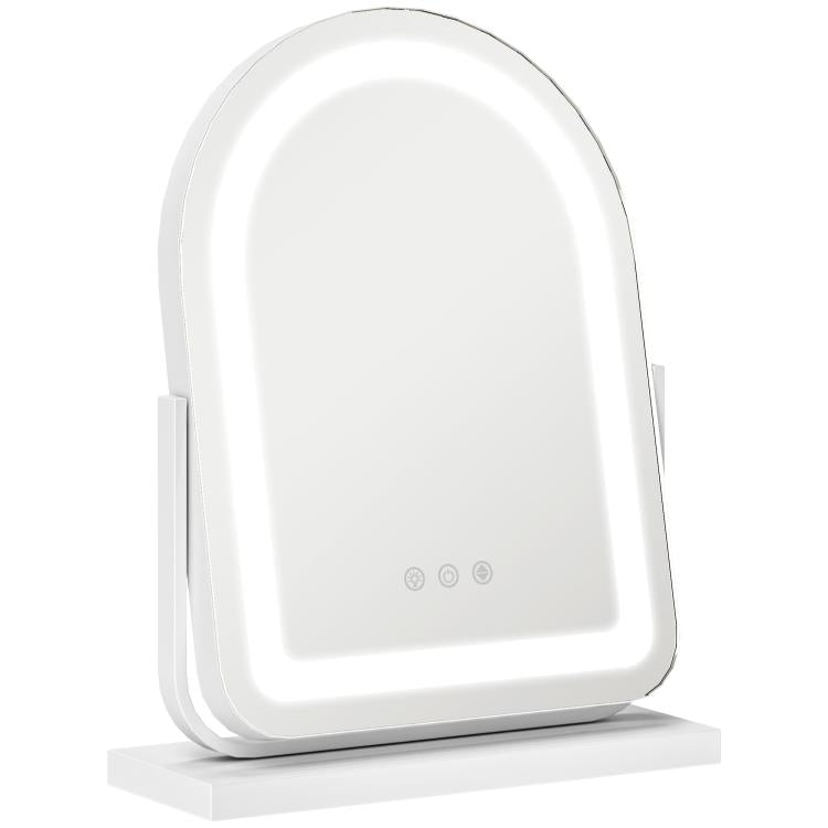 LED Makeup Mirror with Adjustable Lighting, 360° Rotation, and Touch Control – White (33 x 12 x 44.5 cm)