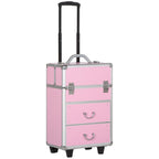 Professional Makeup Case with 6 Extendable Drawers and Key Lock – Pink (36x23x58cm) — view 2