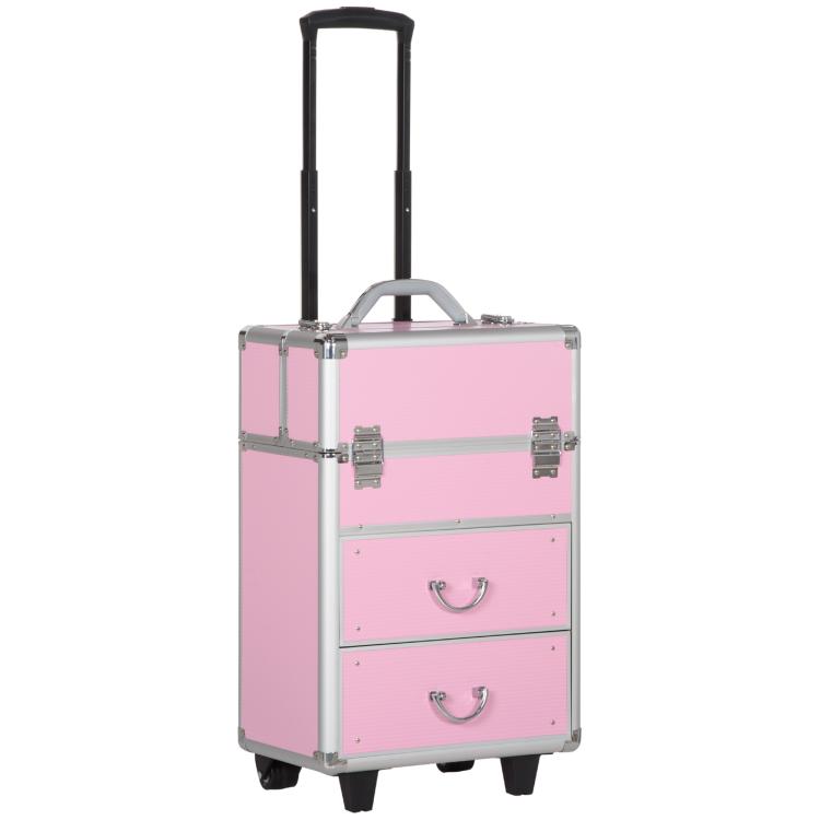 Professional Makeup Case with 6 Extendable Drawers and Key Lock – Pink (36x23x58cm) — view 2