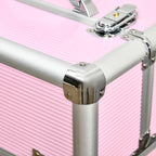 Professional Makeup Case with 6 Extendable Drawers and Key Lock – Pink (36x23x58cm) — view 11